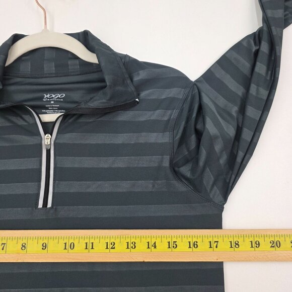 Vogo Athletica Womens Striped Quarter-Zip Pullover Long Sleeve Shirt M Gray - Picture 12 of 14